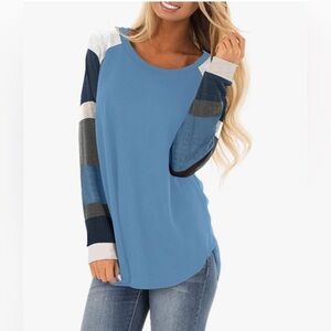 Asvivid Womens Cute Color Block Striped Long Sleeve Tunic Tops
Baggy Loose